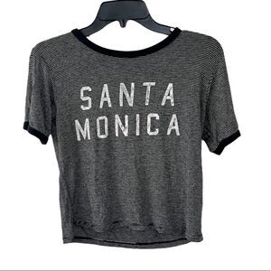 John Galt black and white striped short sleeve Santa Monica shirt